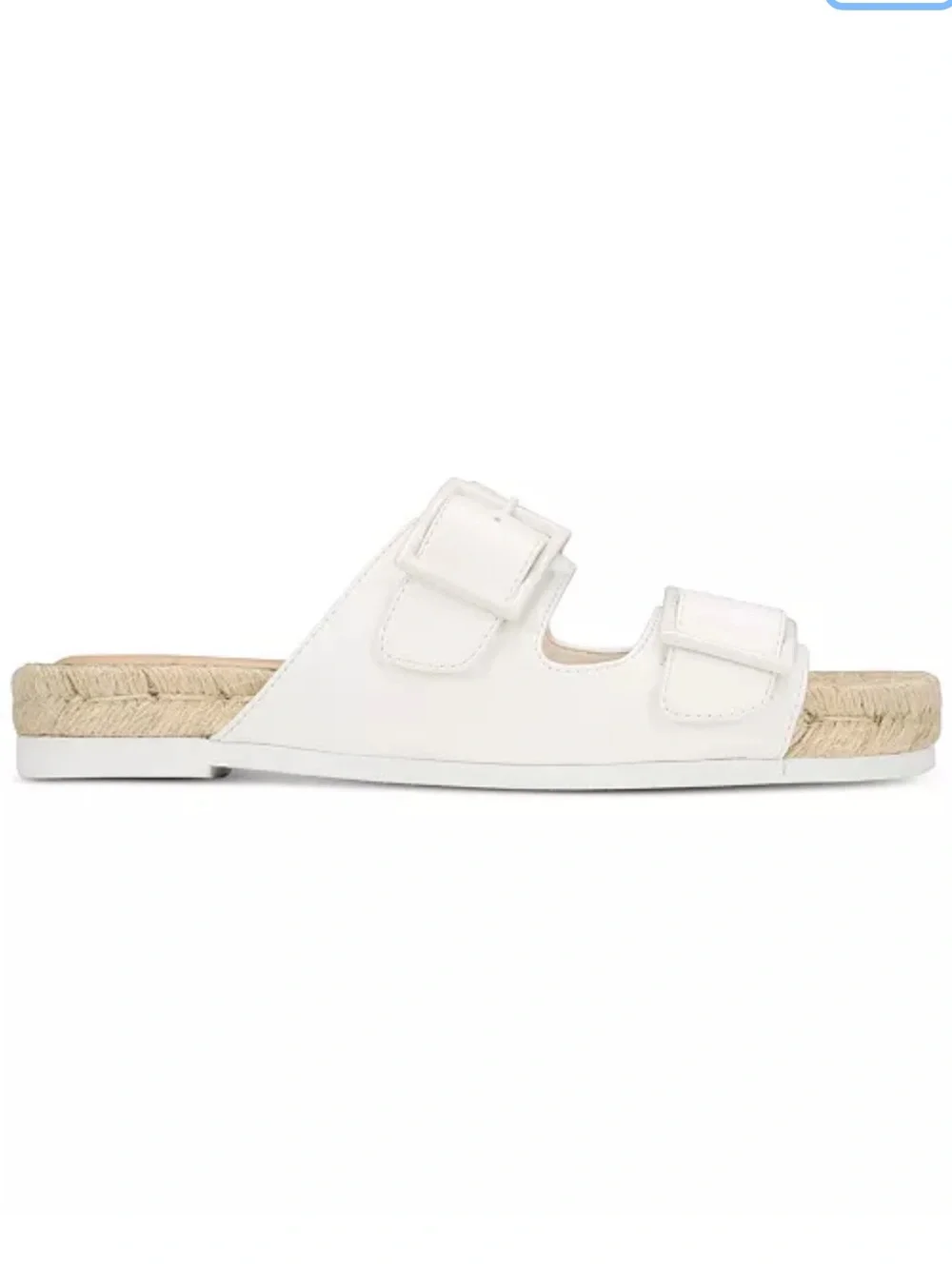 ON 34th Sz.8 Women White Double-Strap Espadrille Slide Sandals